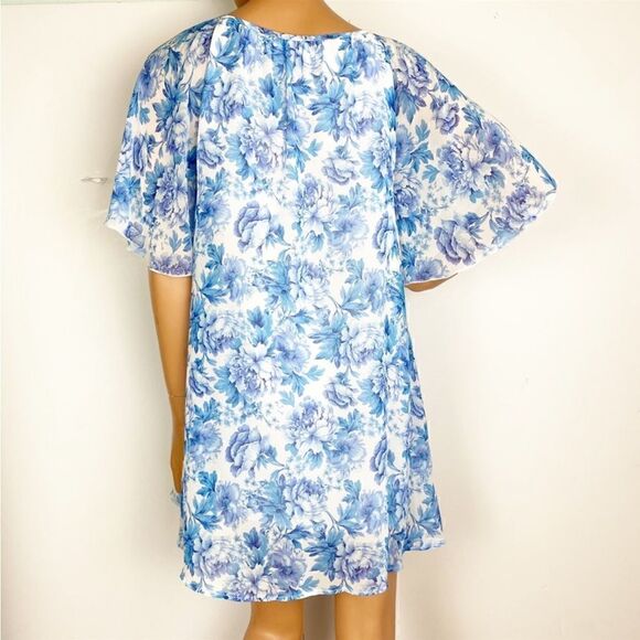 Show Me Your Mumu blue & white floral TOP tunic blouse size SMALL - Picture 4 of 9